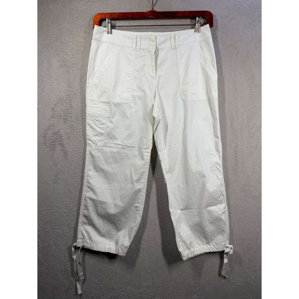 Tommy Bahama Cargo Pants Womens 6 White Cropped Capri Utility Beachy Summer